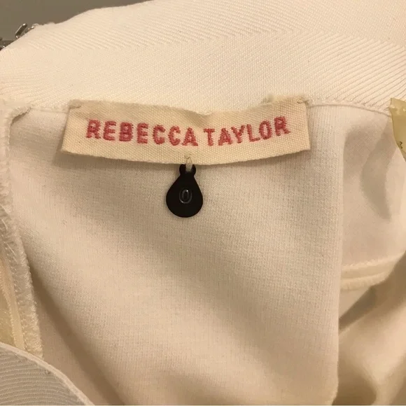 Rebecca Taylor Fit and Flare Skirt 0 white cotton silk - Picture 6 of 8